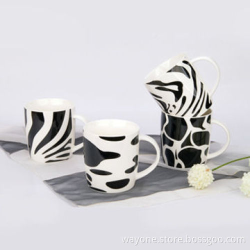 Fine China Mug, Black and White Design, Fashionable Shape and Design, Available in 12oz Volume